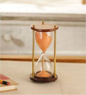 Flipkart Perfect Homes Wood and Brass Sand Timer Showpiece Orange Decorative Showpiece  -  14 cm