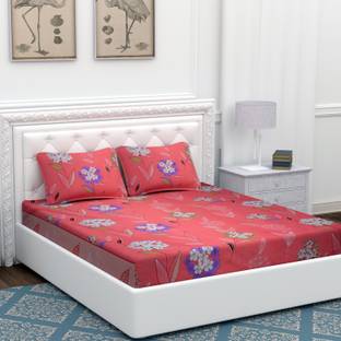 BEVI Microfiber Double Flat 204 TC Floral Bedsheet