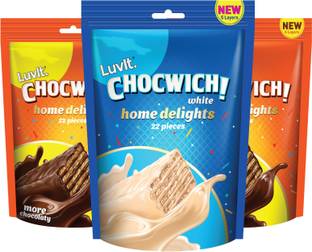 LuvIt Chocwich & Chocwich White Home Delights Wafer Chocolates | Crunchy & Delicious | Homepack | Gift Combo Bars