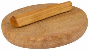 Feelorna Handmade Sandalwood Pata Board or Chandan Pata Also Includes 1 Sandalwood Stick, Rough Surface for Chandan 6 Inches (Pata with 1 White Stick) Earthenware Cutting Board