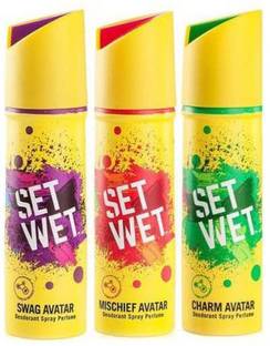 SET WET Charm, Mischief and Swag Avatar Deodorant Spray - For Men (150 ml, Pack of 3) Body Spray  -  For Men & Women