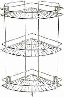 ckone global Navjot Stainless Steel Multipurpose Storge Organizer Corner Rack Shelf Stainless Steel Wall Shelf