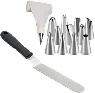 Rozatech 1 PC cake Knife and Icing Frosting Bag with 12 Nozzles Kitchen Tool Set