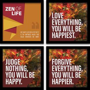 Motivational Quotes Framed Poster for Office Wall School Study Room College Institute Students Enterpreneur Classroom and Home | Inspirational Quotes Wall Frame | Motivational Quote Frame for Home Decoration | Quotes Wall Posters with Frame - Set of four Paper Print