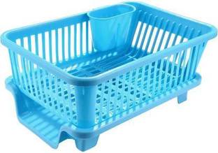 KALARTH ENTERPRISE Dish Drainer Kitchen Rack Plastic 3 IN 1 Large Sink Set Dish Rack Drainer Size: 43 X 30 X 14.8 cm Multi-Function creative dish racks Washing Holder Basket Organizer With Tray