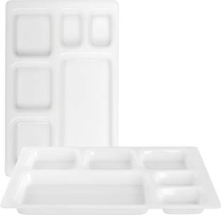Neena Crockeries Acrylic PVC Free Unbreakable 6 Portion Plate Dinner Plate, Thali, Compartment Plate, Compartment Tray, Function Dinner Plate, Meal Tray Dinner Plate