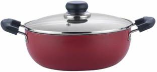 VINOD Zest Non-Stick Deep Kadai with Glass Lid Kadhai 22 cm diameter with Lid 2.6 L capacity