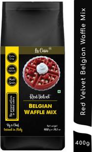 La Casa Red Velvet Waffle Mix | Pancake Mix | Multigrain | Vegan | Egg-Less | Extra Crisp | 400 gms | 400 g