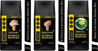 La Casa French Vanilla + Belgian Chocolate + Kolkata Paan Gelato & Ice-Cream Mix | Combo Pack | Extra Creamy | Low Fat | 100% Natural | 1 kg | 1 kg