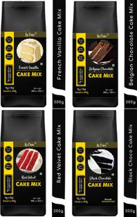 La Casa French Vanilla + Belgian Chocolate + Red Velvet + Bourbon Black Cake Mix | Egg-Less | Vegan | Super Moist | Extra Soft | 1.2 kgs | 1200 g