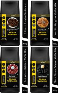 La Casa French Vanilla + Belgian Chocolate + Red Velvet + Black Chocolate Belgian Waffle Mix | Pancake Mix | Multigrain | Vegan | Egg-Less | Extra Crisp | 1.6 kgs | 1600 g