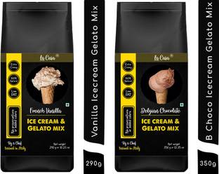 La Casa French Vanilla + Belgian Chocolate Gelato & Ice-Cream Mix | Combo Pack | Extra Creamy | Low Fat | 100% Natural | 640 gms | 640 g