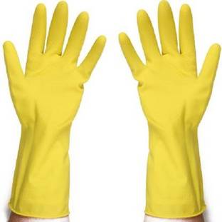 TOUCH SHOP Reusable Rubber Cleaning Gloves Set | Hand Gloves Free Size for Washing, , Gardening Latex  Safety Gloves