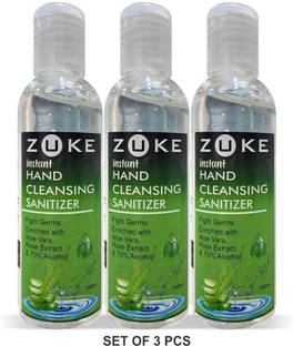 zuke INSTANT HAND CLEANSING(pack of 3) Hand Sanitizer Bottle