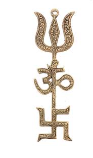 Agrey RELIGIOUS IDOL TRISHAKTI YANTRA (OM+SWASTIK+TRISHUL) Decorative Showpiece  -  20 cm