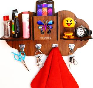 US DZIRE ™ 852 Multi-Purpose , Key, Cloth Hanger, Wooden Handcrafted Home or Decorative Wood Key Holder