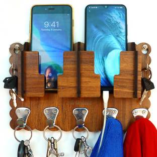US DZIRE 833 Dual Side Pre Laminated Multipurpose 7 Hook (Beige) Wood Key Holder