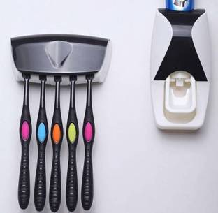 SALEZONE Automatic Toothpaste Dispenser Plastic Toothbrush Holder