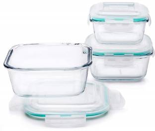 Shivanta Enterprise Glass Storage Bowl Borosilicate Square Glass Food Storage Containers Microwave and...