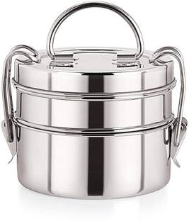 hurrio Stainless Steel Tiffin Box Set, 2-Pieces, Silver-800 ml 2 Containers Lunch Box