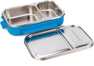 Signoraware Slim Steel with Steel Lid Lunch Box, Set of 1, 1000ml, Blue 1 Containers Lunch Box