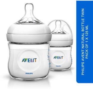 Philips Avent Baby Feeding Breast Shaped Bottle 1M+ babies 125ML twin pack - 125 ml