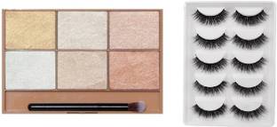 Miss Hot Infallible total Effect highlighter palette,40G(01) Highlighter (B39), 5 Pair False Eyelash