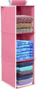 Flipkart SmartBuy Closet Organizer Hanging 3 shelves, Non woven, Pink Closet Organizer