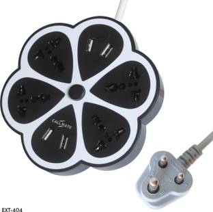 Callmate Hexagon Extension Board with 4 Sockets + 4 USB Ports (2.0 Amp), Multi Switched Socket USB Hexagon Charging Station EU Plug Multi Plug Use for Home & Office 4  Socket Extension Boards