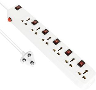 Tech-X 13 Feet Long Extension Board Extension Box | Spike Guard 6 Socket 6 Switch Junction Box with Switch, Extension Cords Cord, Spike Buster, Extension Board with Long Wire, Surge Protectors-4m 6  Socket Extension Boards