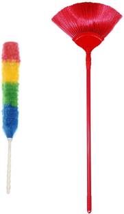 Macaw Ceiling Jala Cobweb Cleaning Broom With Magic Colorful Microfiber Static Duster Microfibre, Nylon Wet and Dry Broom