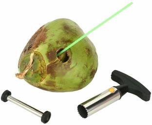 TAXARK Stainless Steel Tube Comfortable Design with Easy Grip Tender Coconut Opener Tool I Drill Straw Hole I Handle Color - Black I Pack of 1 Straight Peeler Straight Peeler