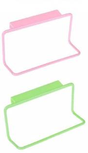 Drunna Simple Smart Hook Design Multipurpose Cabinet Door Cupboard Drawers Shelf Home Office Kitchen Bathroom Towel Napkin Holder Hanger Organizer Rack (Pack of 2) Multicolor Towel Holder