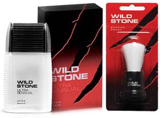 Wild Stone Shaving Combo of 100ml Ultra Sensual After Shave Lotion and Shaving Brush (Pack of 2)