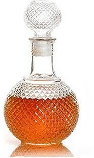 RIAVI ENTERPRISE Round Ball Shape Whiskey Wine Beer Brandy Water Champagne Drinking Glass Bottle Decanter w/Cap Stopper (500 ml) Decanter