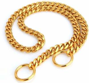DogTrust Heavy Duty Diamond Cut Gold Dog Choke Chain Training Collar Length 76cm/2.5ft (Medium:L-76cm W-1.5cm) Plain Dog Collar Charm