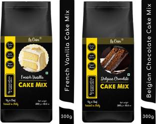 La Casa French Vanilla + Belgian Chocolate Eggless Cake Mix Combo 600 g