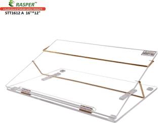 RASPER 2 Compartments Clear Acrylic Writing Desk Easy Reading Desk, Adjustable Height Portable Laptop Table Table Top Elevator (Small Size 16x12 Inches) Premium Quality
