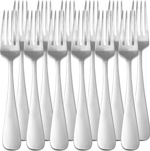 Parage Stainless Steel Table Forks Set with Round Edge, Tableware, Set of 12 Stainless Steel Dessert Fork Set