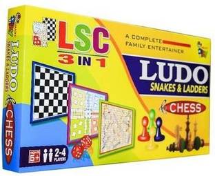 HEZALWOOD 3 in 1 Ludo chess snake & ladder Party & Fun Games (S66) Board Game Party & Fun Board Game