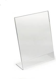 RASPER 1 Compartments A5 Acrylic Display Stand Paper Holder And Sign Holder, L Shape Display Stand (Pack Of 2 Pcs) Acrylic Menu Holder Display Stands (A5, Portrait) 8.5x6 Inches, 3MM Imported Cast Acrylic