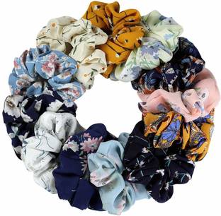 Rubela 7 Pcs Hair Scrunchies Chiffon Elastic Floral Hair Bands Rubber Band