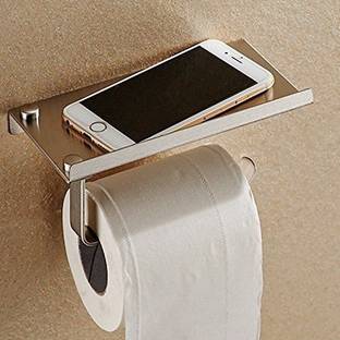 HANDY Multipurpose Shelf With Bathroom Paper holder and Mobile Stand Stainless Steel Toilet Paper Holder