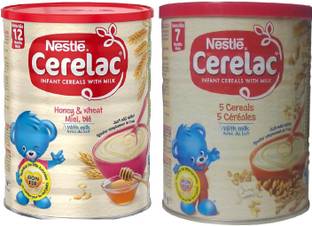 NESTLE Combo 400g (Pack of 2) - 5 Cereals With Milk + Honey & Wheat With Milk Cereal