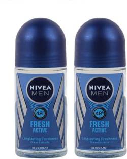 NIVEA Fresh Active 48 Hours Deodorant Roll-on - For Men 100ml pack of 2 Deodorant Roll-on  -  For Men