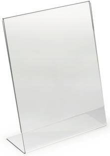 RASPER 1 Compartments A5 Acrylic Display Stand Paper Holder And Sign Holder, L Shape Display Stand Acrylic Menu Holder Display Stands (A5, Portrait) 8.5x6 Inches, 3MM Imported Cast Acrylic