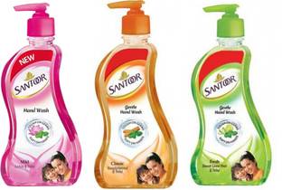 Santoor mild Lotus & Tulsi,classic sandalwood & tulsi and fresh sweet lime peel & tulsi handwash combo (pack of 3) 645ml Hand Wash Pump Dispenser