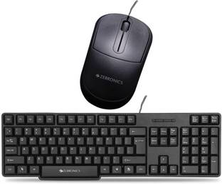 ZEBRONICS Zeb-K20 Wired USB Keyboard & Zeb Comfort Plus Wired USB Mouse Wired USB Standard Desktop Keyboard Compatible with Desktop, Laptop, Mac