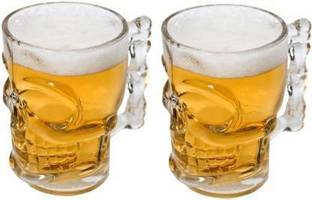 CLOUDE SELL Giant Skull Beer Bar Glass-425 Ml,Set of 2 Glass Beer Mug