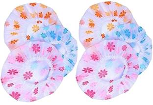 Tifurko Men's & Women's Plastic Printed Shower Cap With Elastic Band Reusable Shower Cap Multi color